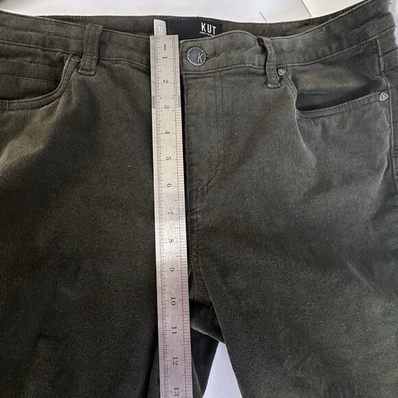Kut From The Kloth Catherine‎ Boyfriend Corduroy Pants Womens 12 Olive Classic - Picture 11 of 12